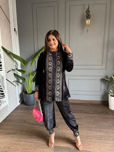 Velvet front embroided co-ord set